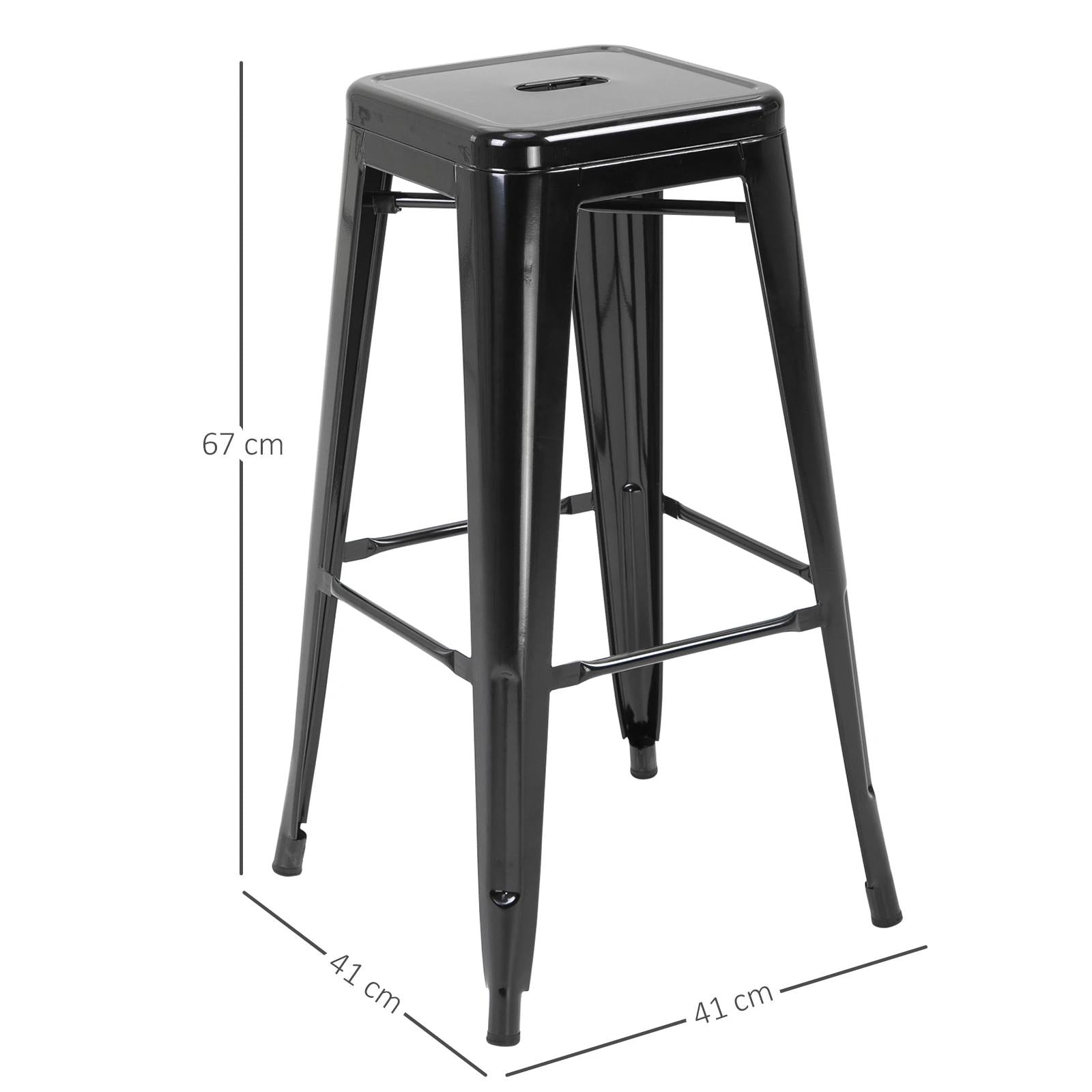 HOMCOM Conjunto de 4 Bancos Industriais em Metal, 43x43x76 cm