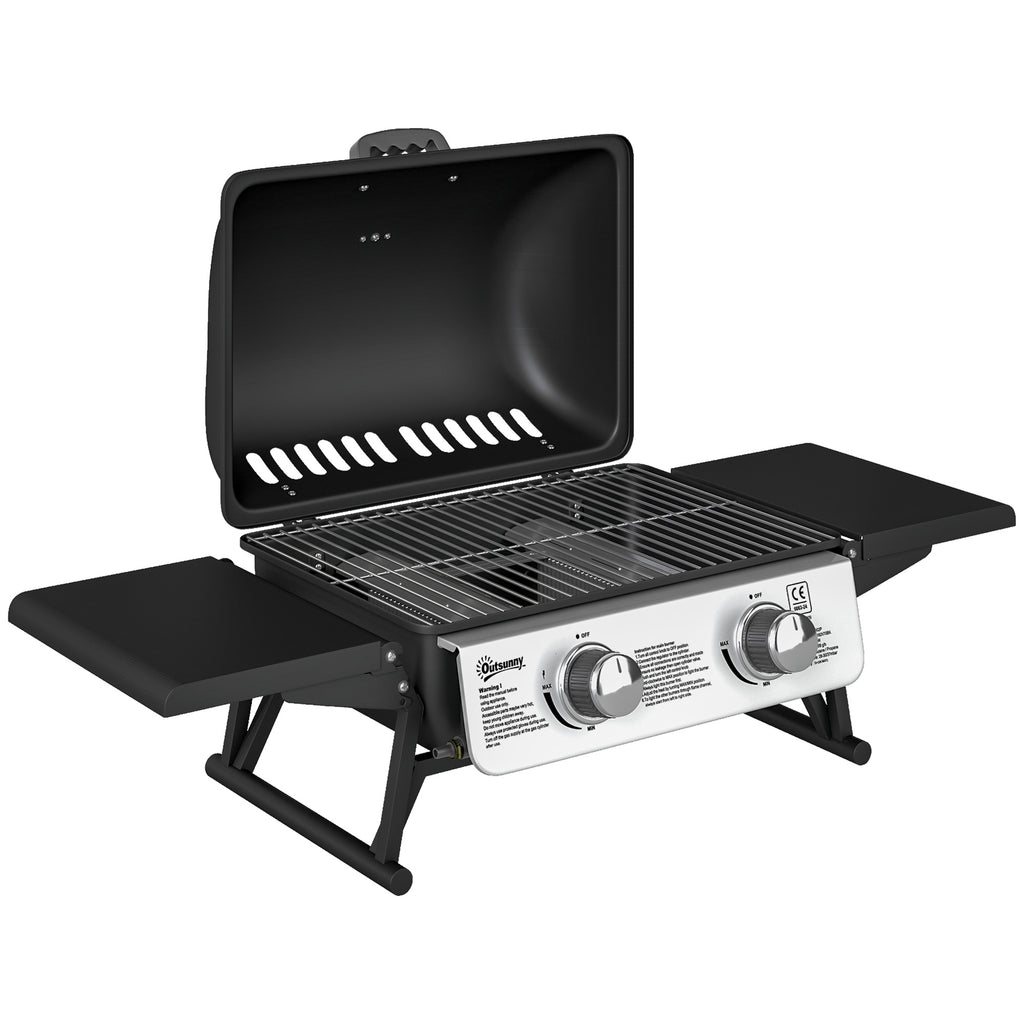 Outsunny Churrasqueira a Gás com 2 Queimadores, 101x48x41 cm Preto