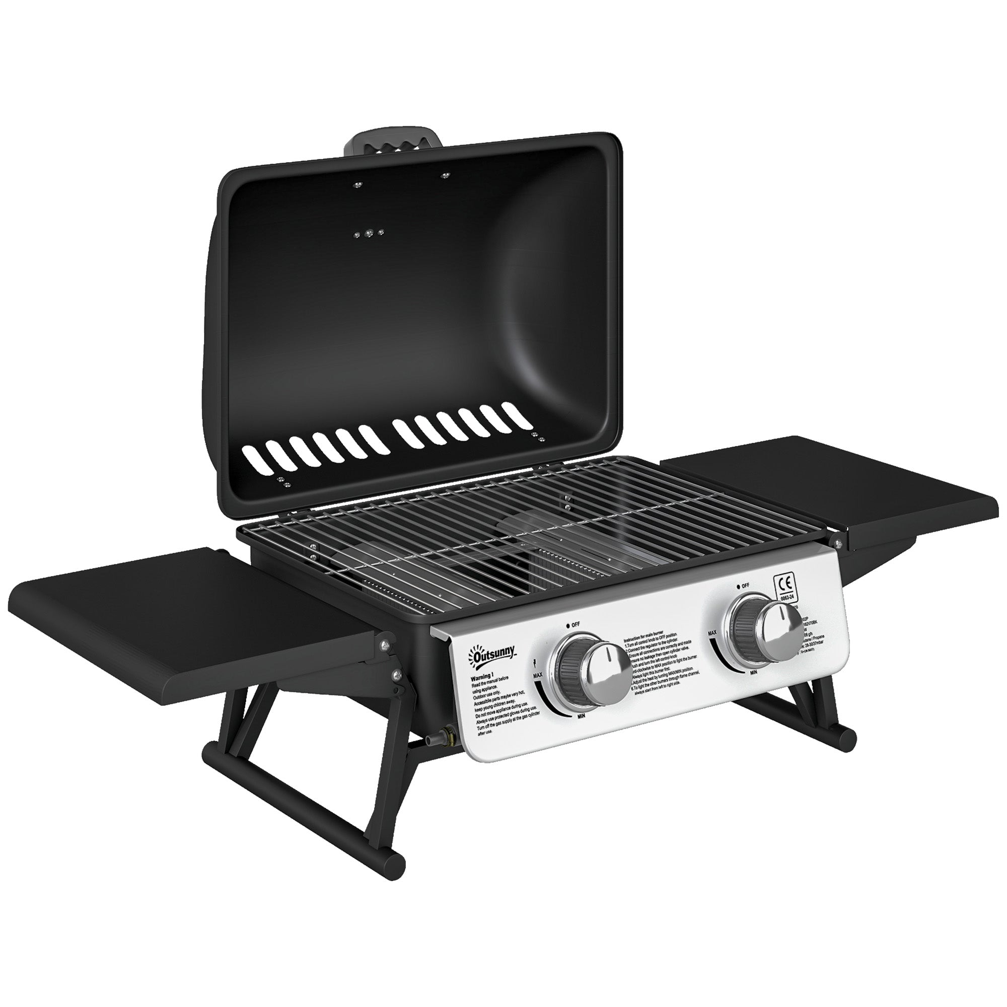 Outsunny Churrasqueira a Gás com 2 Queimadores, 101x48x41 cm Preto