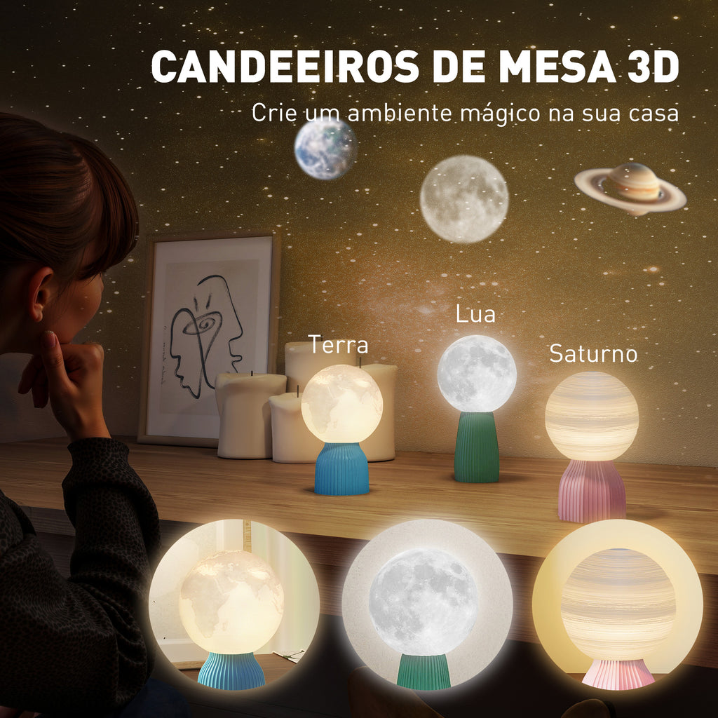 HOMCOM Conjunto de 3 Candeeiros de Mesa 3D