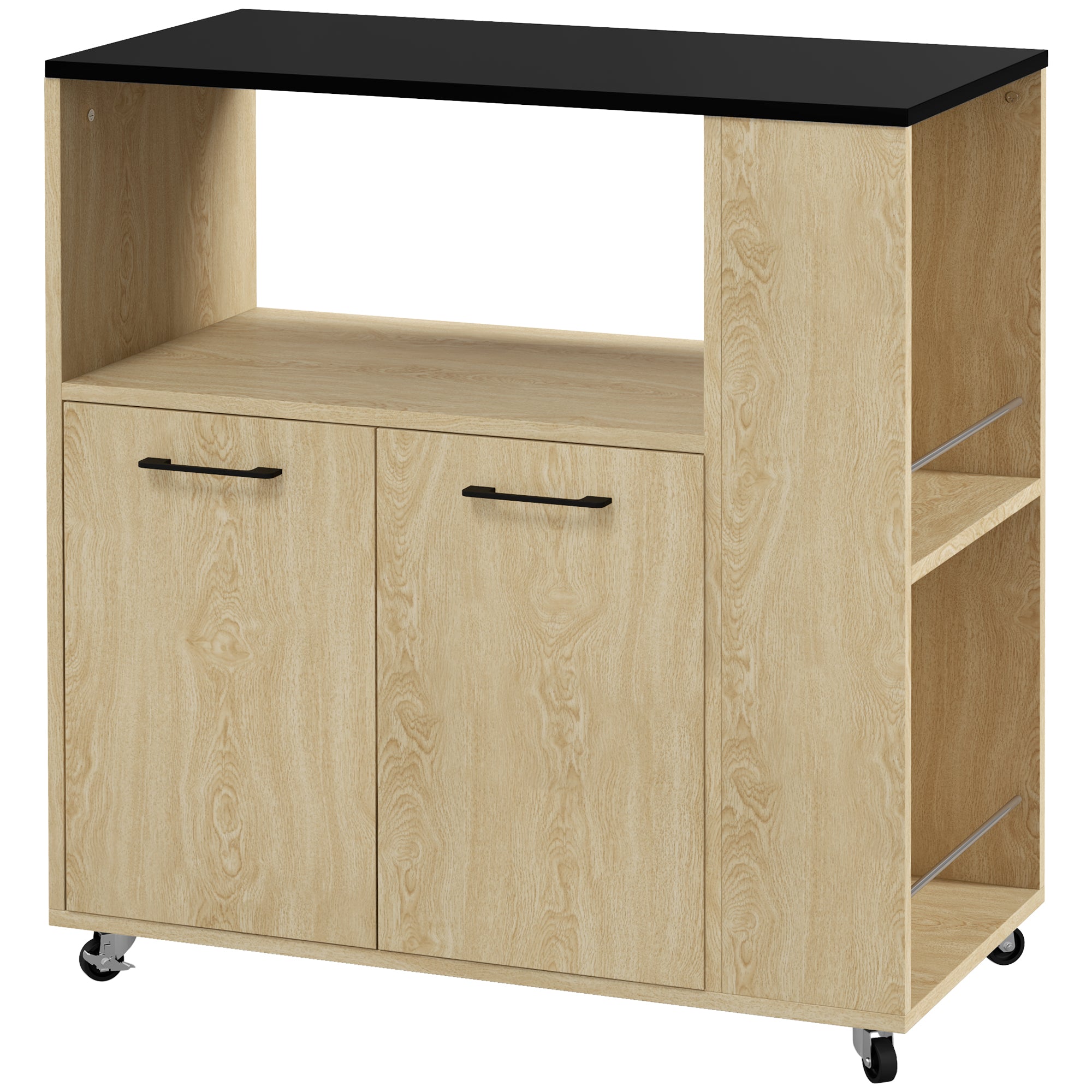 HOMCOM Carrinho de Cozinha com Rodas Madeira 75x40x80,5 cm