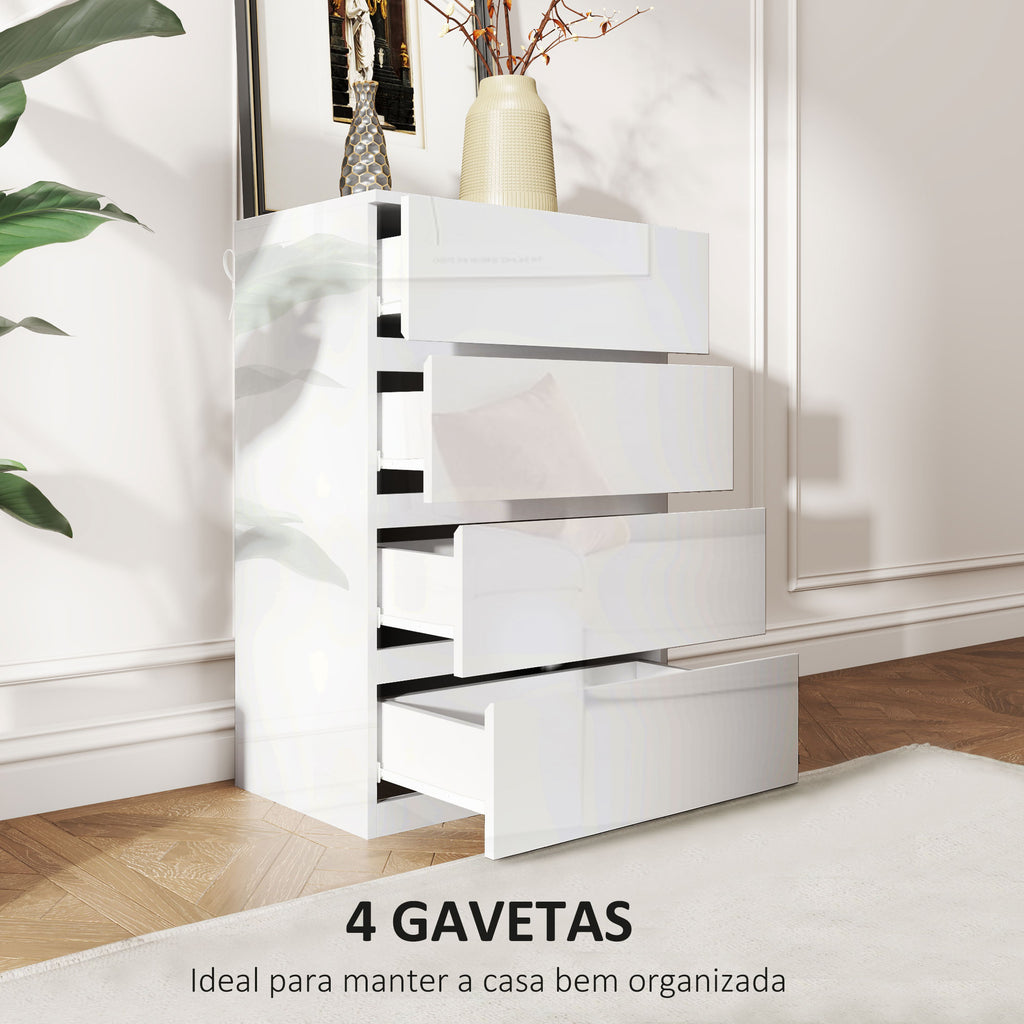 HOMCOM Cómoda 4 Gavetas de Madeira Moderna 55x33x80 cm