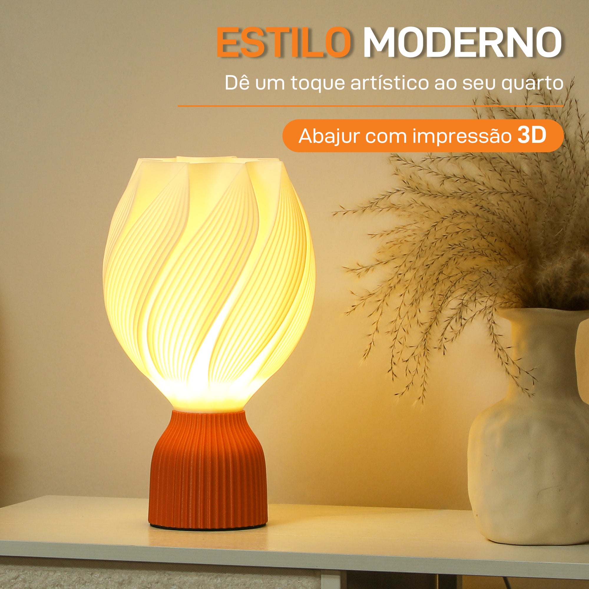 HOMCOM Candeeiro de Mesa 3D Pétalas Luz Quente Ø16,5x28 cm