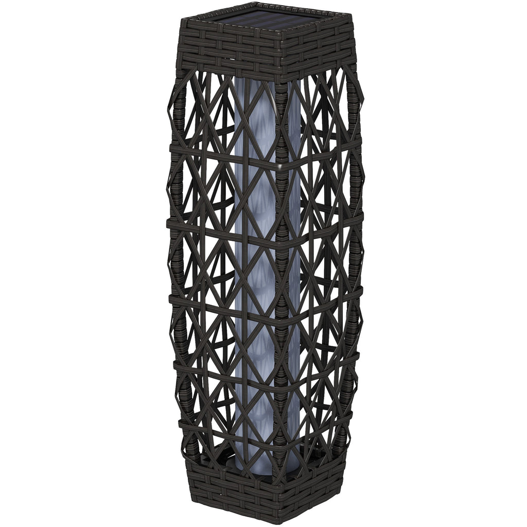 Outsunny Candeeiro Solar LED de Exterior em Vime, 20x20x68 cm