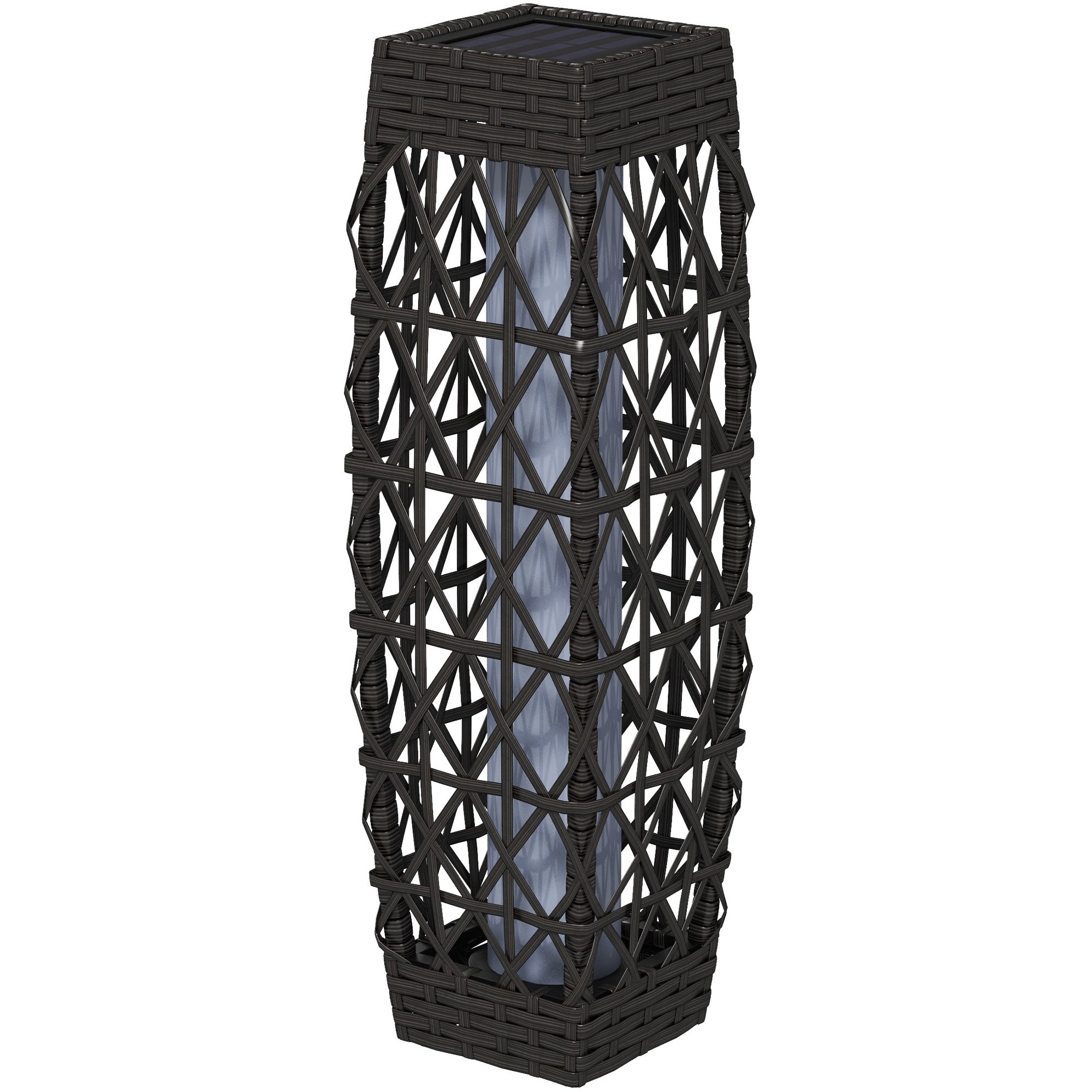 Outsunny Candeeiro Solar LED de Exterior em Vime, 20x20x68 cm