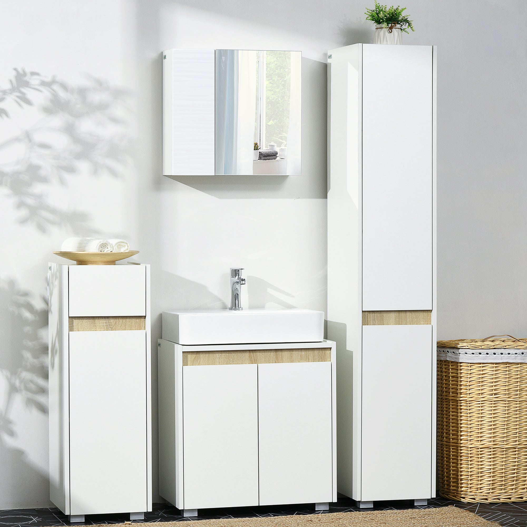 Kleankin Coluna de Casa de Banho 5 Níveis, 30x33x165cm Branco