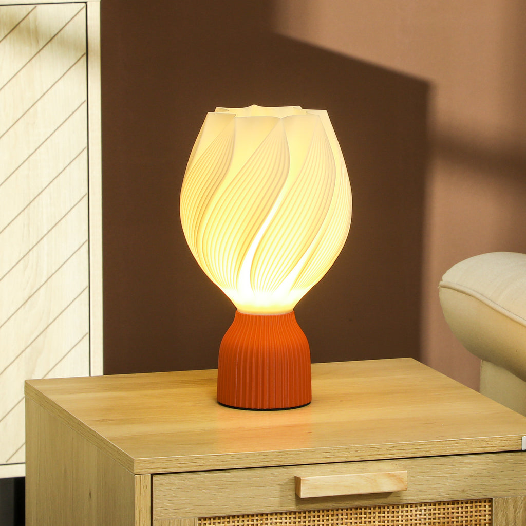 HOMCOM Candeeiro de Mesa 3D Pétalas Luz Quente Ø16,5x28 cm