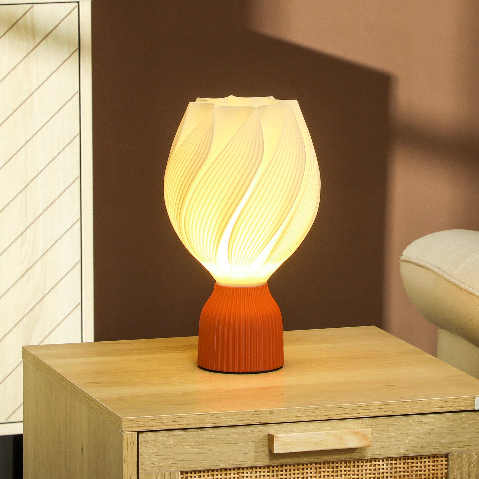 HOMCOM Candeeiro de Mesa 3D Pétalas Luz Quente Ø16,5x28 cm