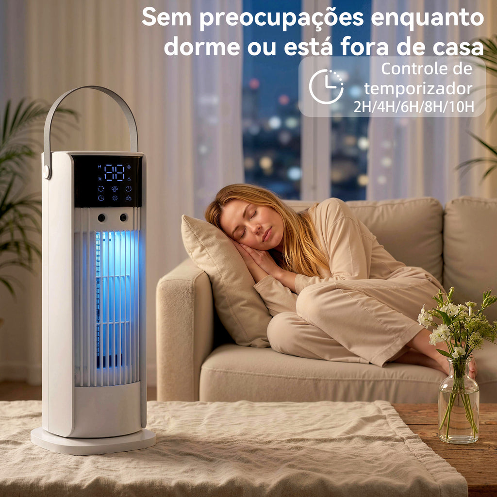 HOMCOM Ventoinha de Mesa com Névoa, Luz RGB e Controlo Remoto, Branco