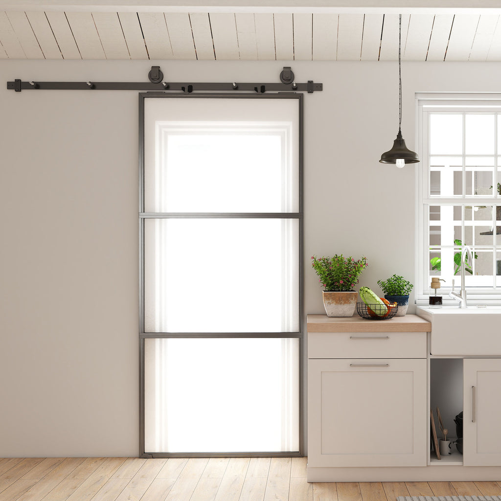 HOMCOM Porta de Correr de Vidro com Fecho Suave 91,4x203,2 cm