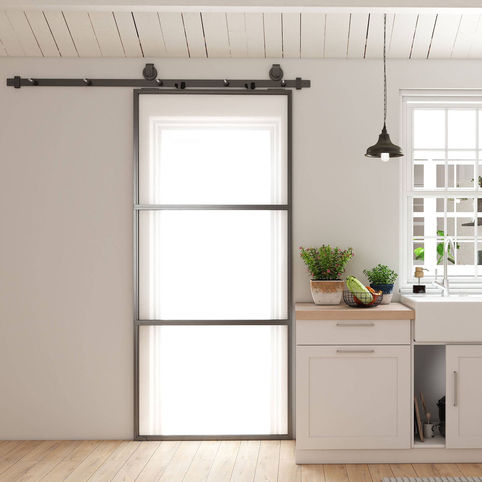 HOMCOM Porta de Correr de Vidro com Fecho Suave 91,4x203,2 cm
