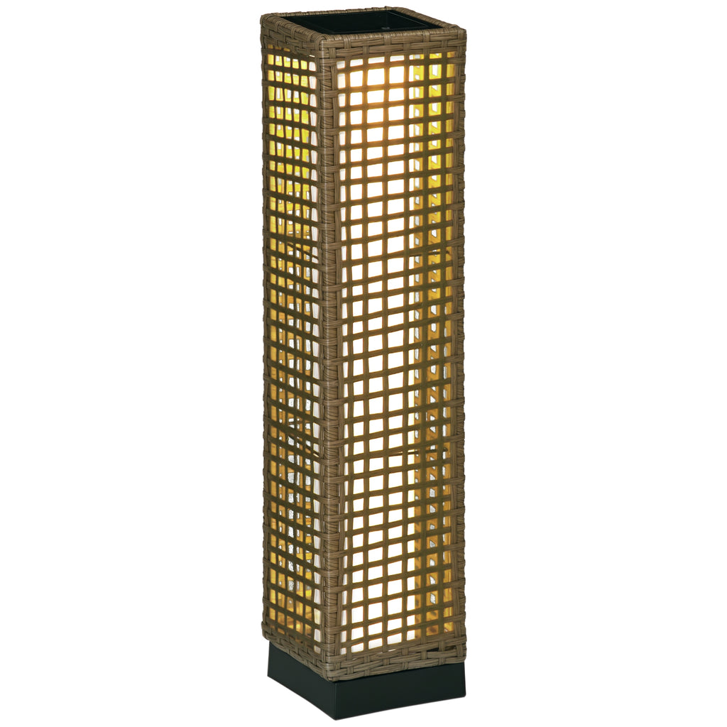 Outsunny Candeeiro Solar de Vime LED, 15,5x15,5x69cm, Marrom Areia