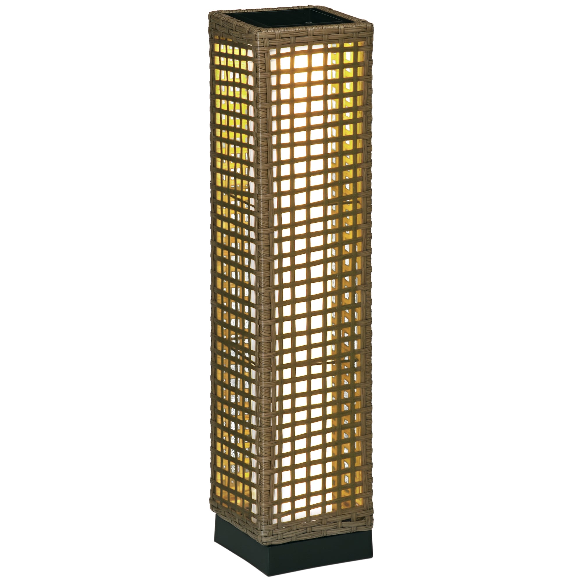 Outsunny Candeeiro Solar de Vime LED, 15,5x15,5x69cm, Marrom Areia