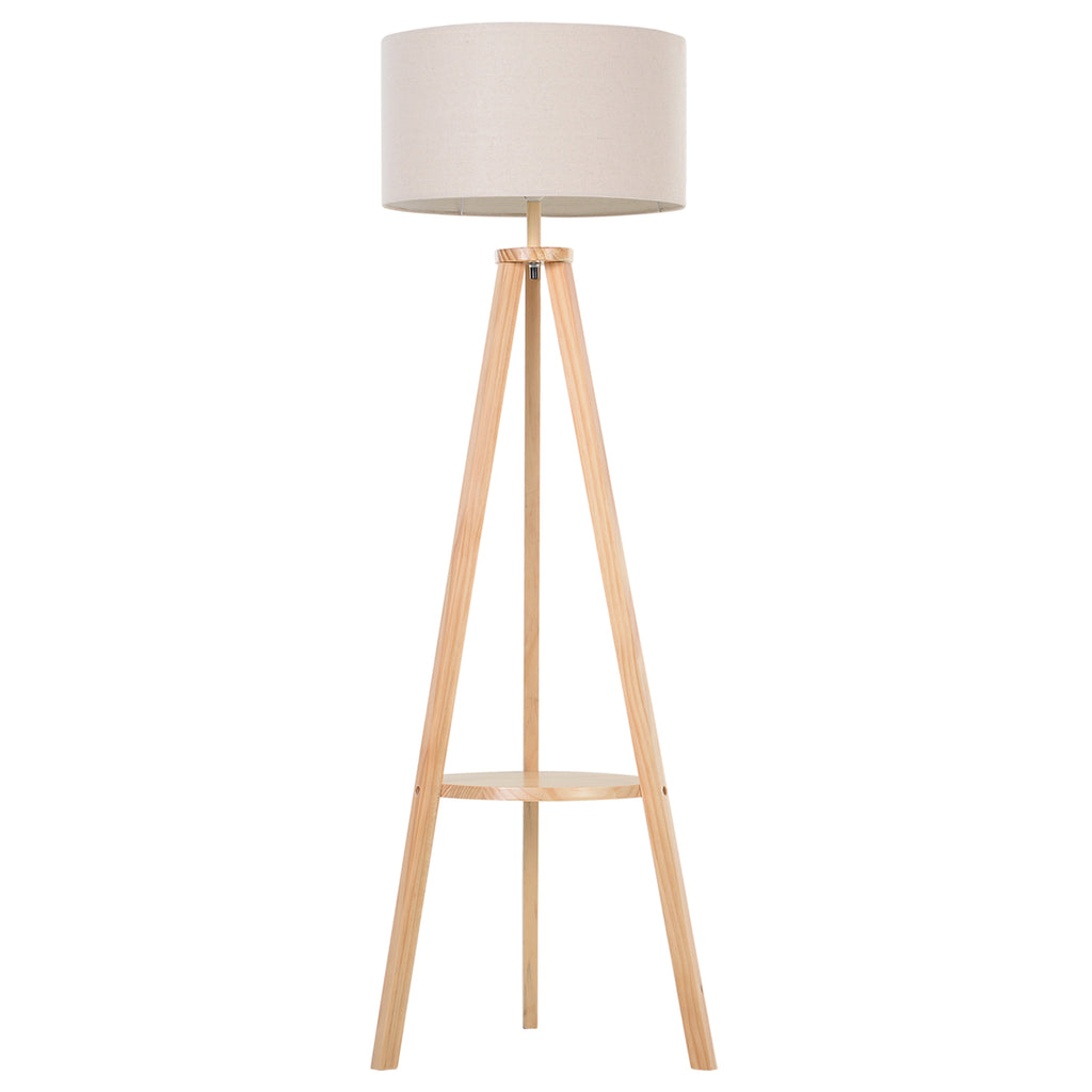 HOMCOM Candeeiro Pé Moderno Tripé Madeira 154cm