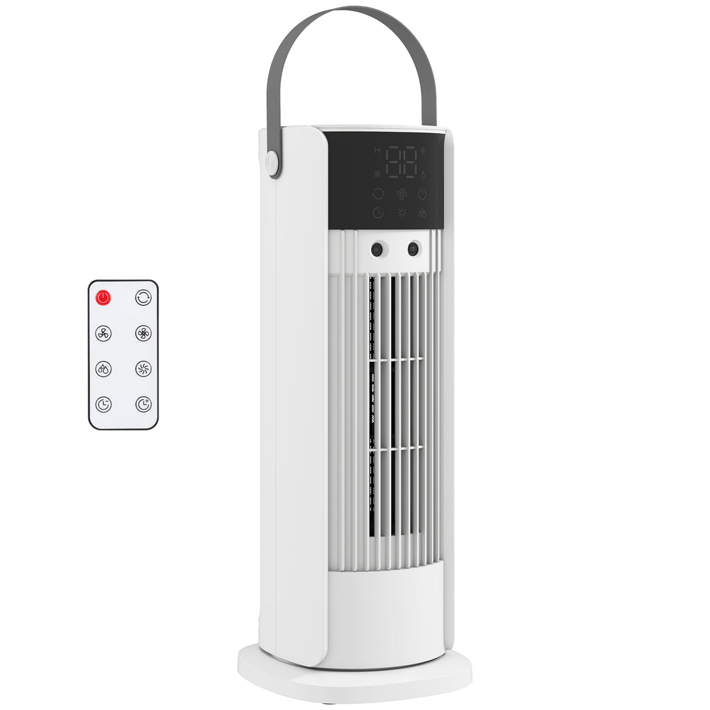 HOMCOM Ventoinha de Mesa com Névoa, Luz RGB e Controlo Remoto, Branco