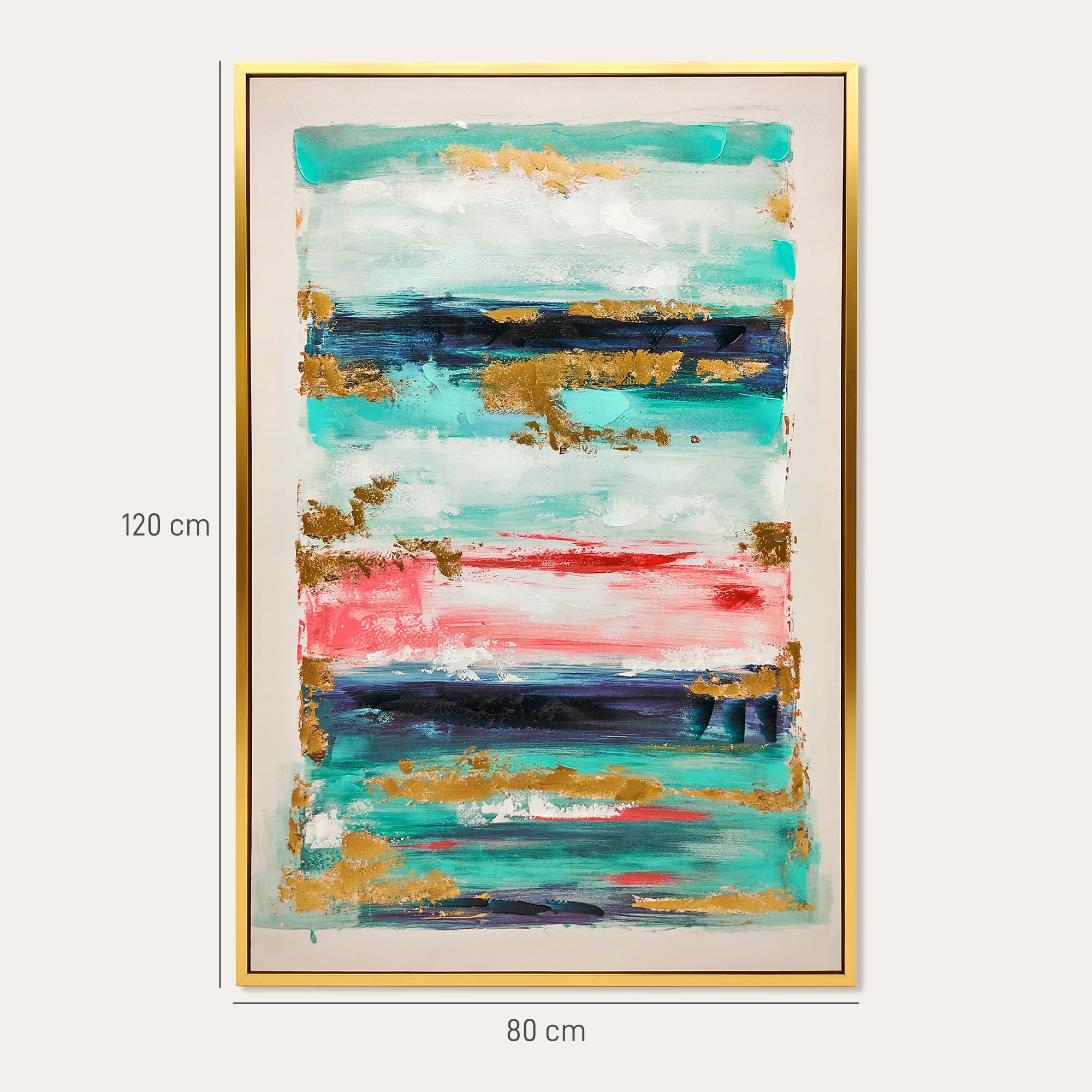Quadro Abstrato Pintado à Mão 120x80 cm com Moldura de Madeira