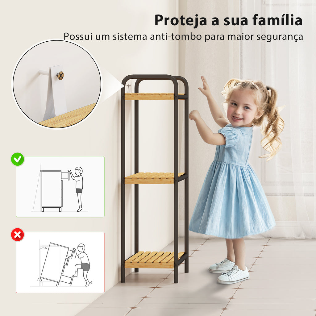 HOMCOM Estante para Casa de Banho, 3 Níveis em Bambu