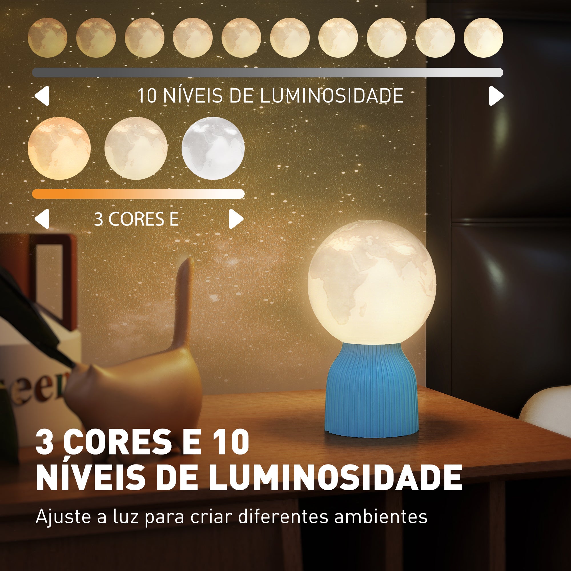 HOMCOM Conjunto de 3 Candeeiros de Mesa 3D