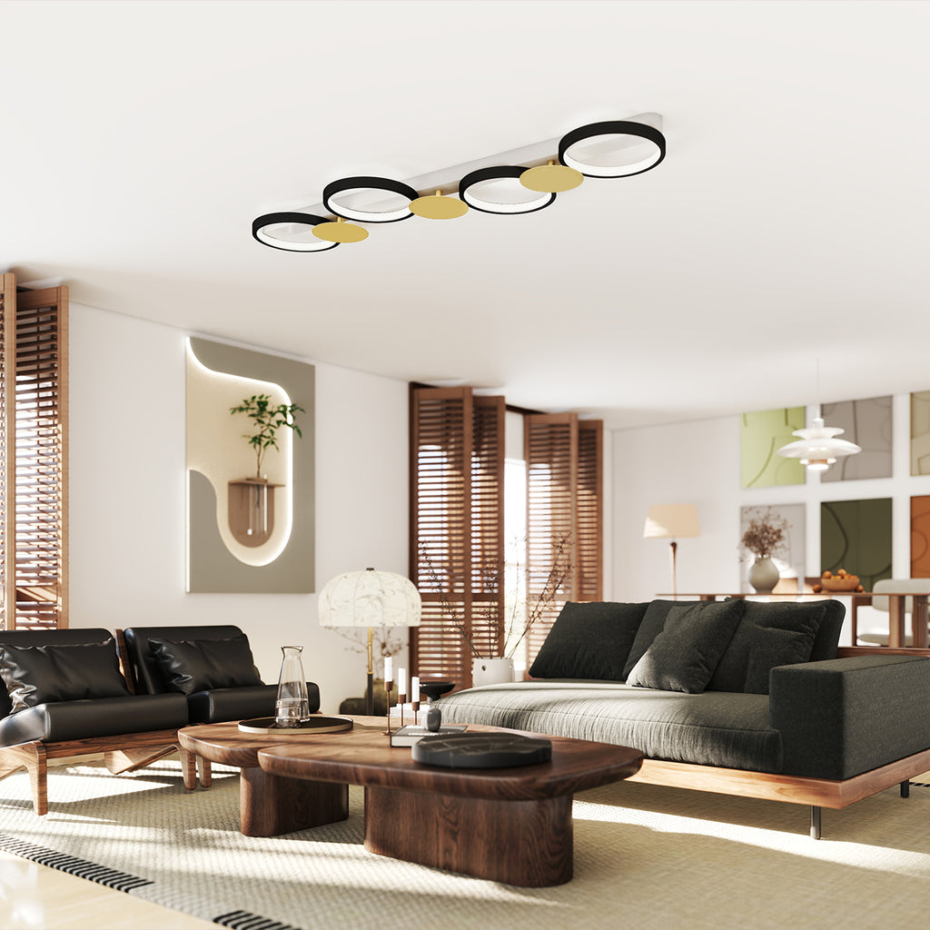 HOMCOM Candeeiro de Teto LED Regulável 4 Focos e Comando