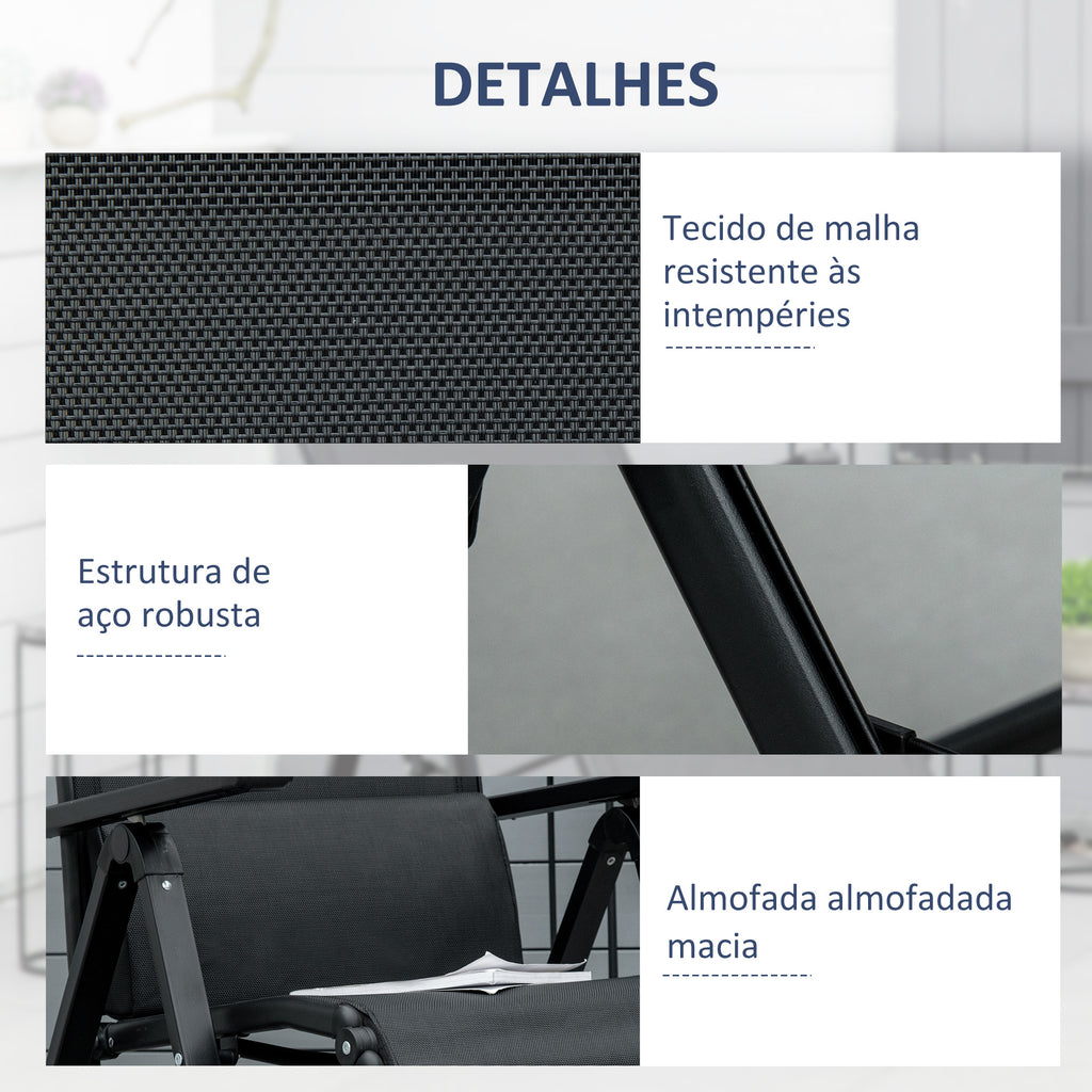Outsunny Espreguiçadeira Gravidade Zero Dobrável 70x65x111 cm Preto
