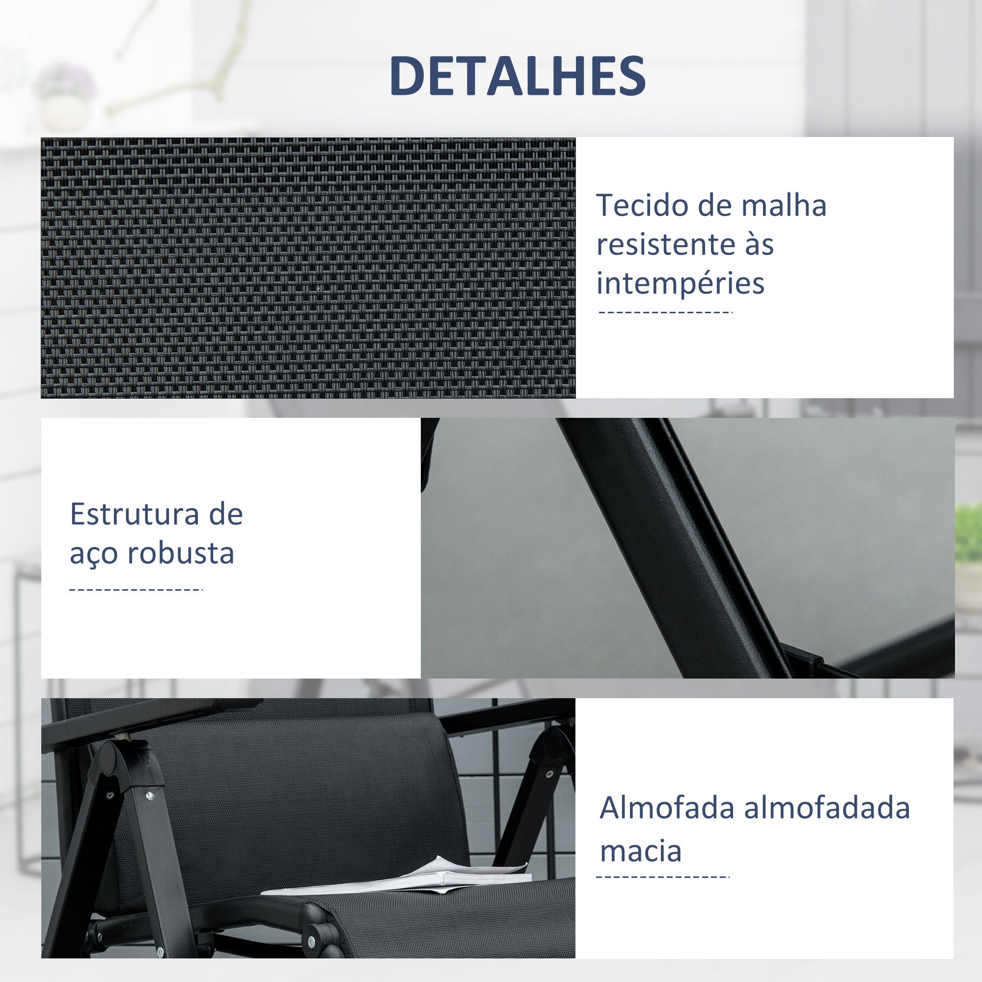 Outsunny Espreguiçadeira Gravidade Zero Dobrável 70x65x111 cm Preto