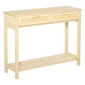 HOMCOM Mesa Consola Rústica com 2 Gavetas e Prateleira, Natural