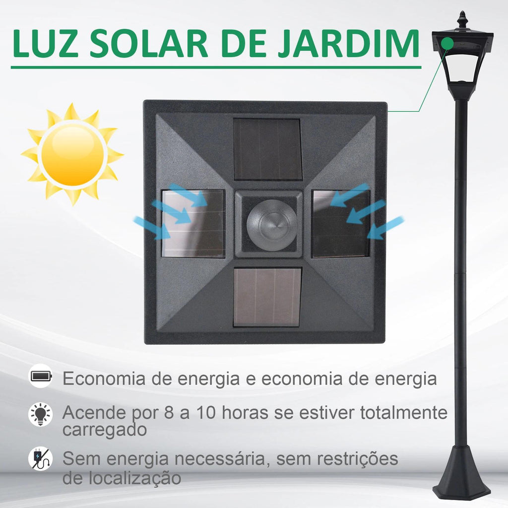 Candeeiro Solar de Jardim Outsunny 120 cm com Luz LED