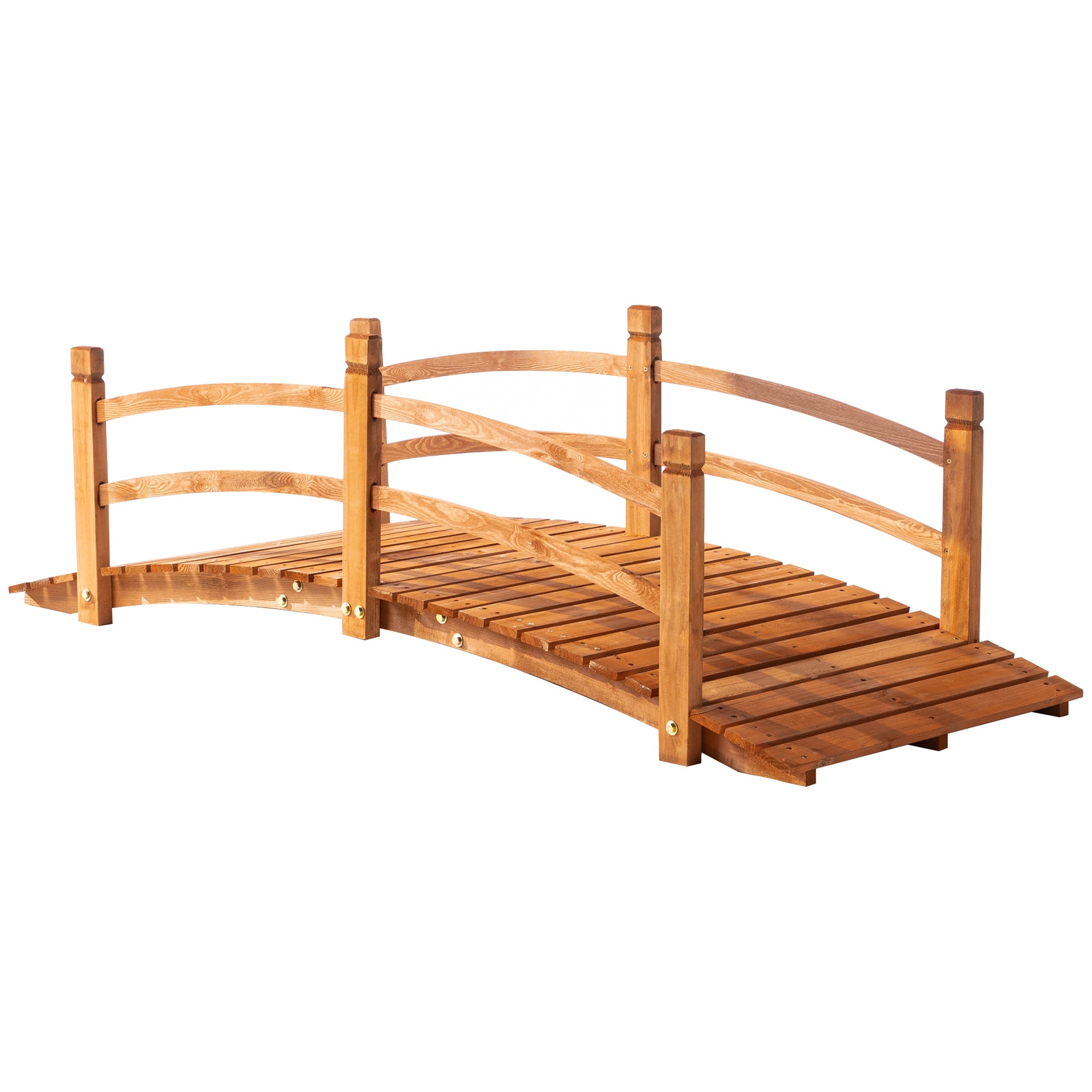 Outsunny Ponte de Jardim em Madeira com Corrimão 185x72x58 cm