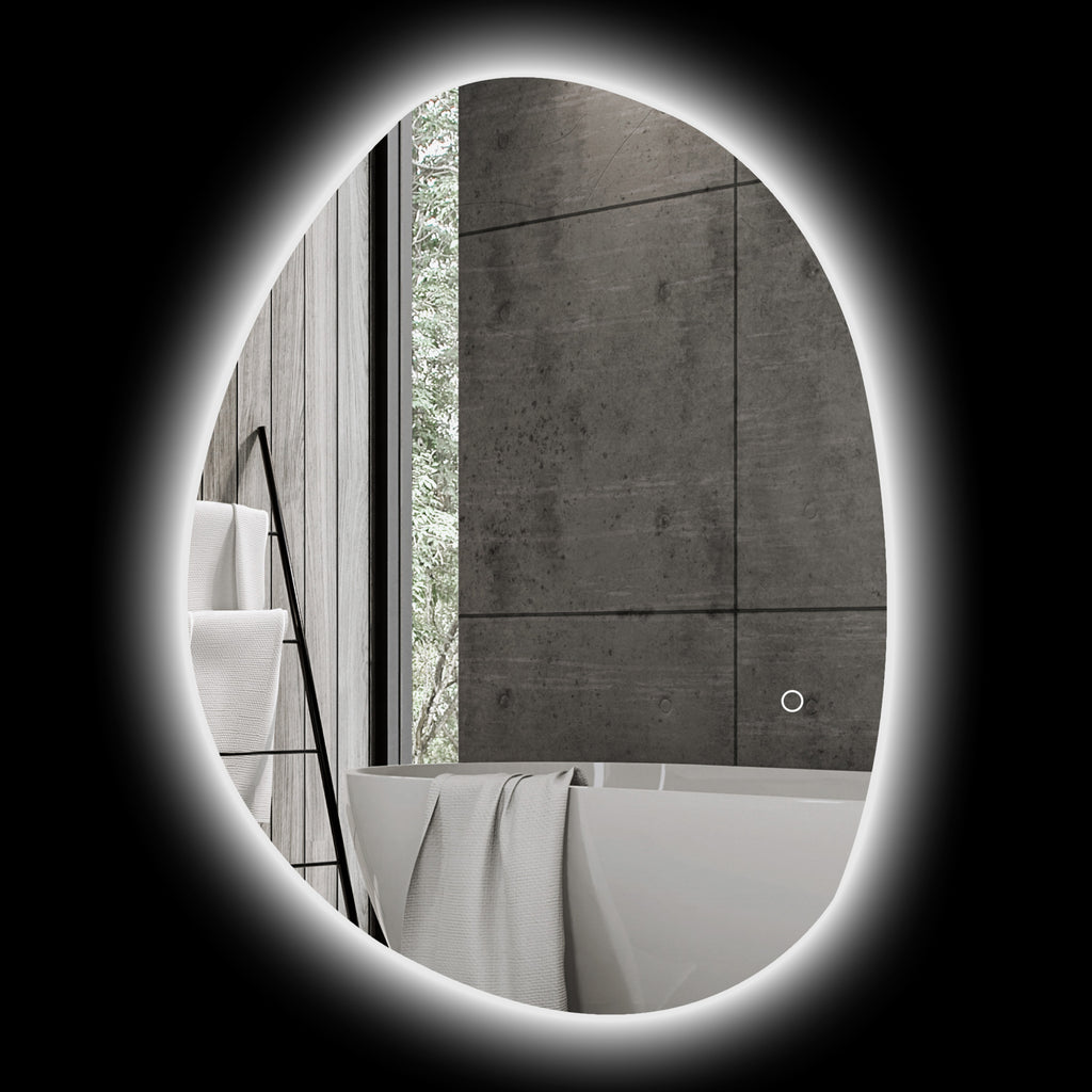 HOMCOM Espelho de Casa de Banho LED 80x60 cm Prata Anti-Embaciamento