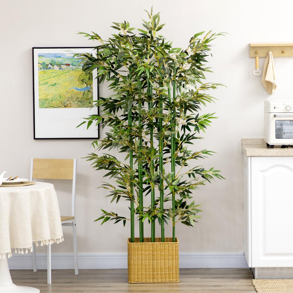 HOMCOM Bambu Artificial 180cm com 1640 Folhas e Vaso