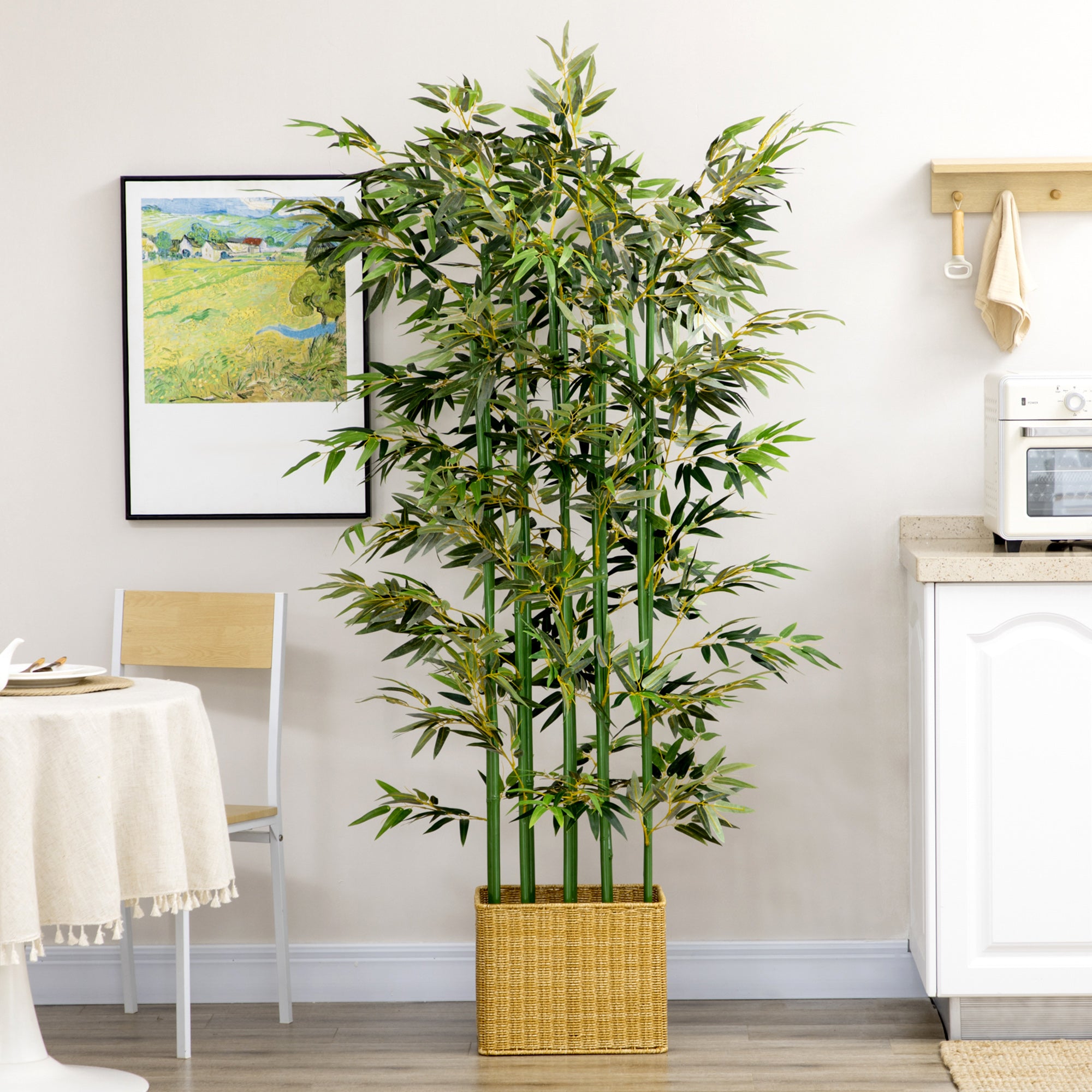HOMCOM Bambu Artificial 180cm com 1640 Folhas e Vaso