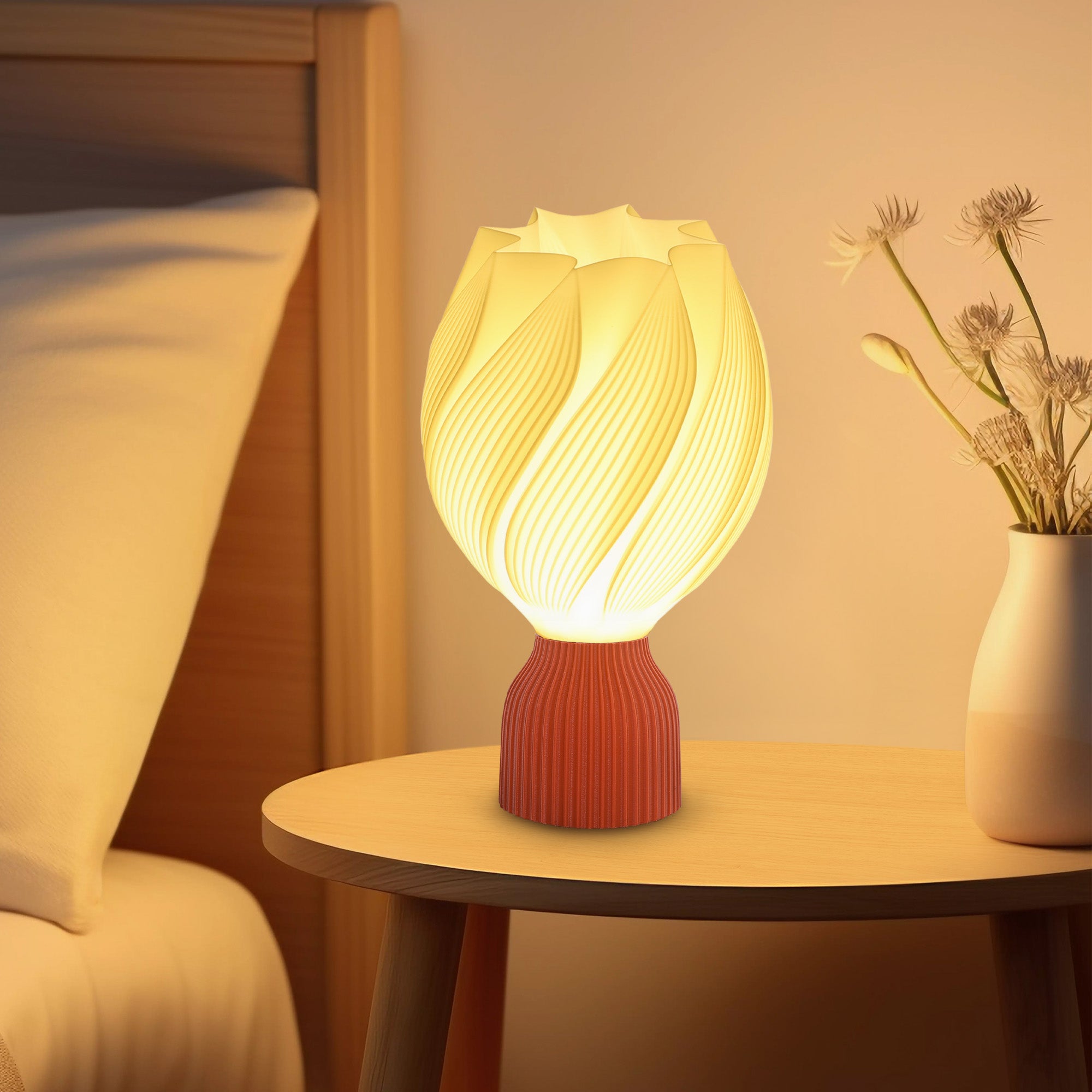 HOMCOM Candeeiro de Mesa 3D Pétalas Luz Quente Ø16,5x28 cm