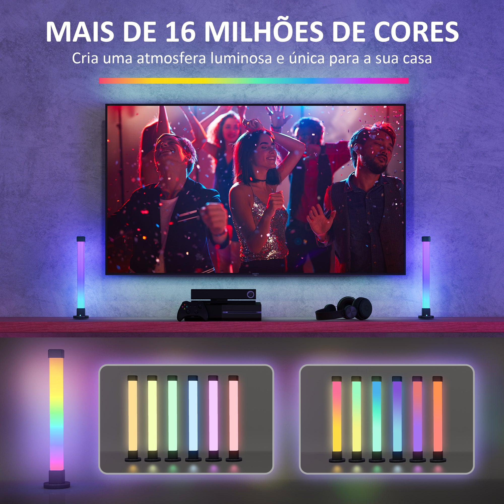 HOMCOM Conjunto 2 Candeeiros Mesa LED RGB Bluetooth Música
