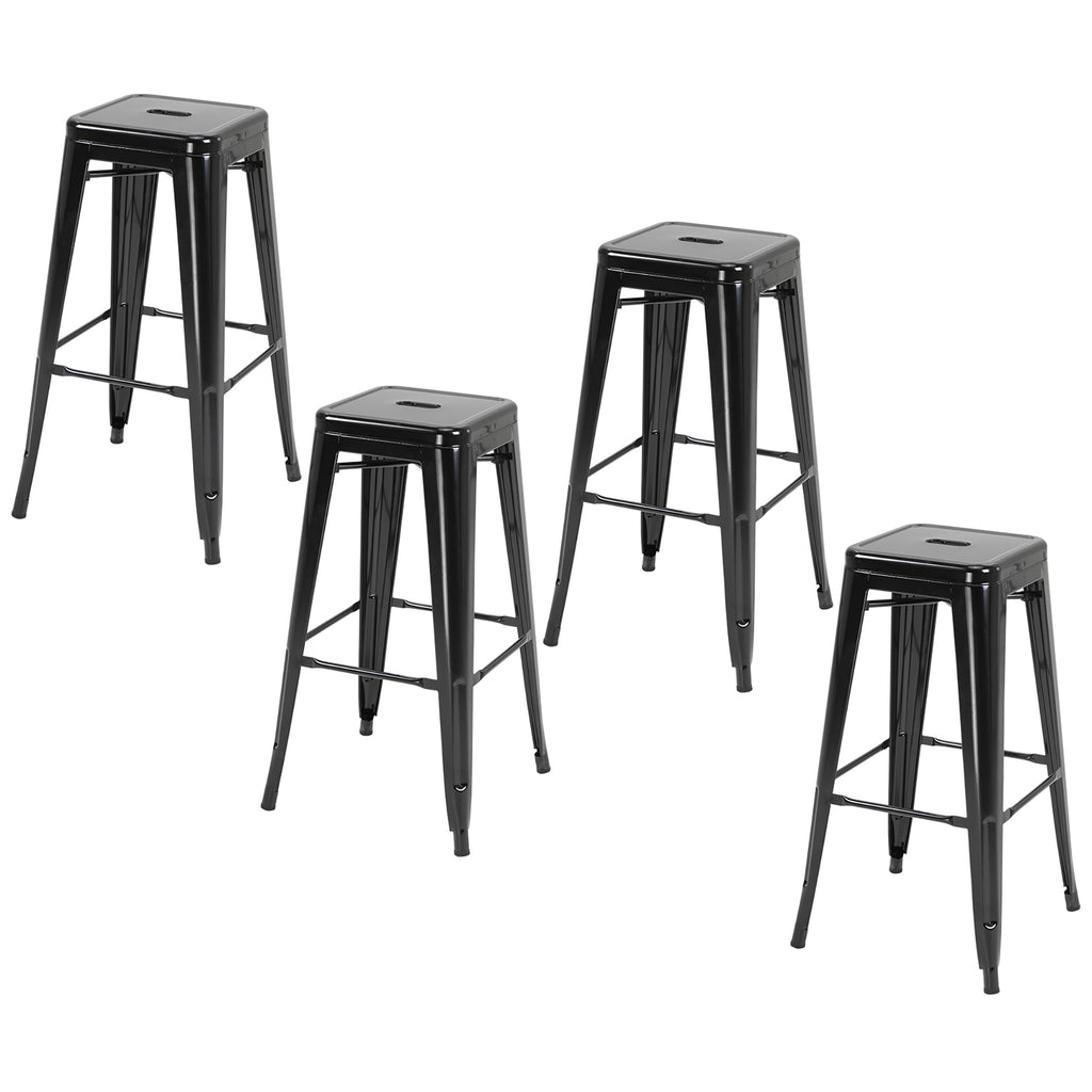HOMCOM Conjunto de 4 Bancos Industriais em Metal, 43x43x76 cm