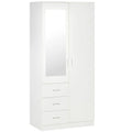 HOMCOM Roupeiro 2 Portas com Espelho, 3 Gavetas, 80x50x180cm, Branco