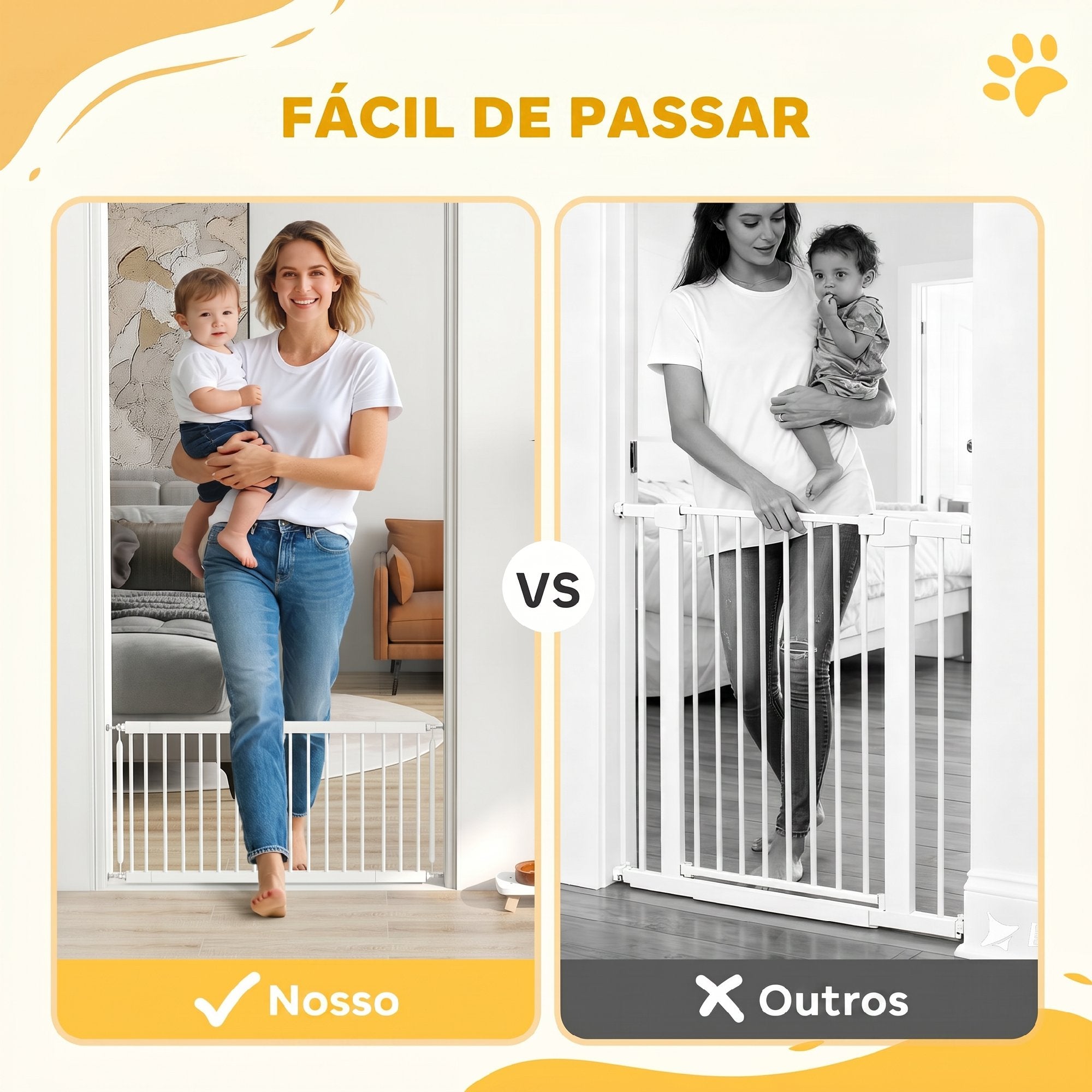 PawHut Barreira de Segurança Extensível para Cães Pequenos, 67-93,5 cm, Branco