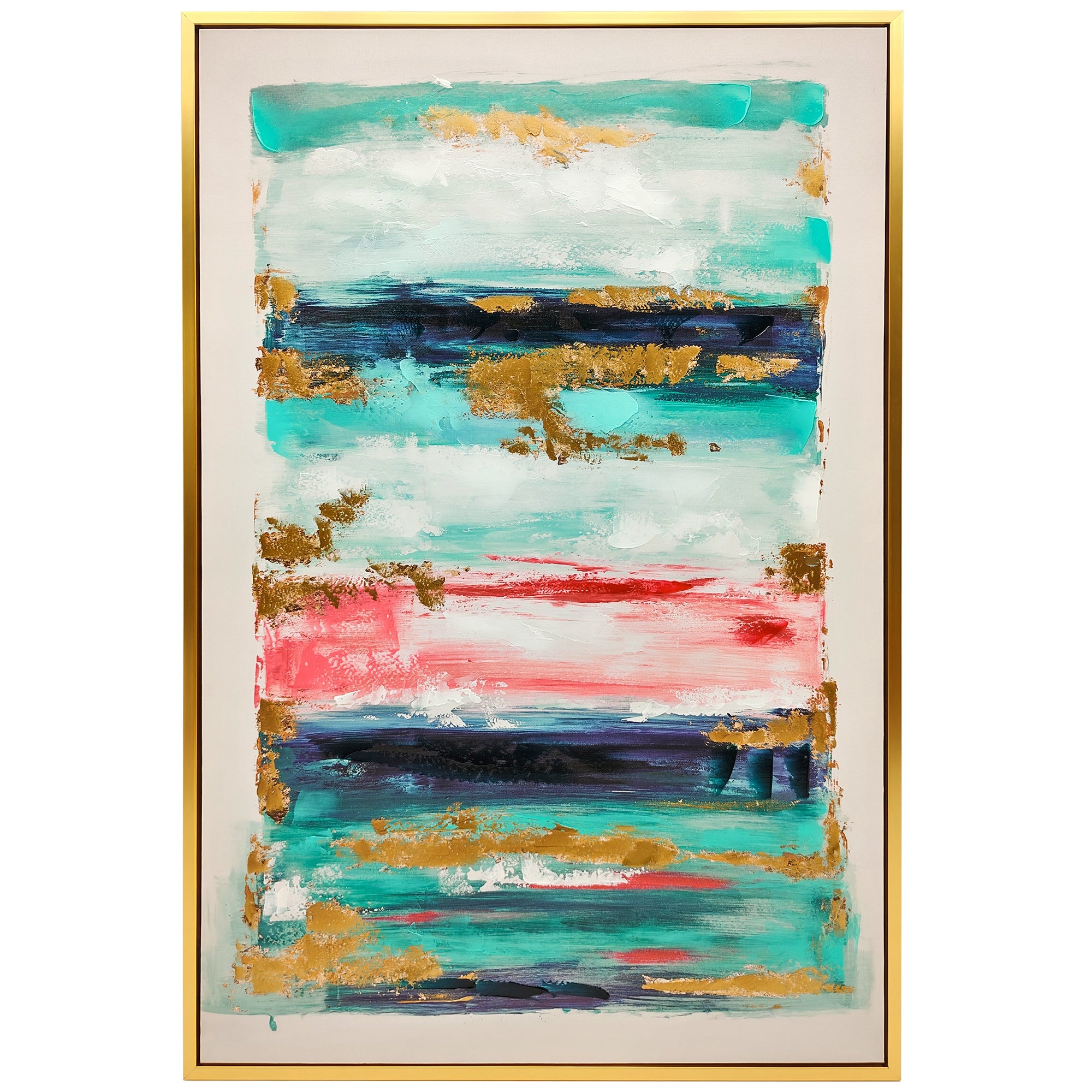 Quadro Abstrato Pintado à Mão 120x80 cm com Moldura de Madeira