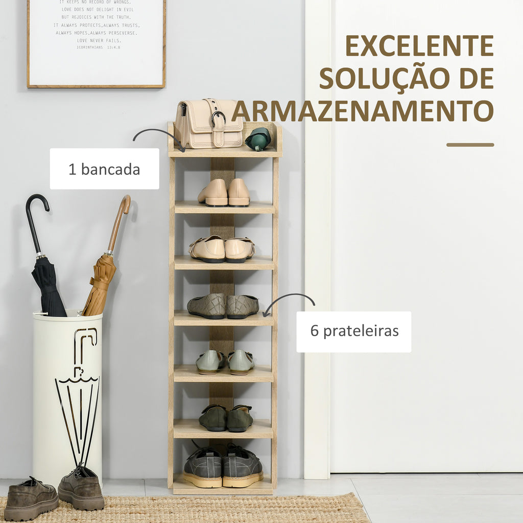 HOMCOM Sapateira Estreita 7 Níveis, Estante para 6 Pares Sapatos