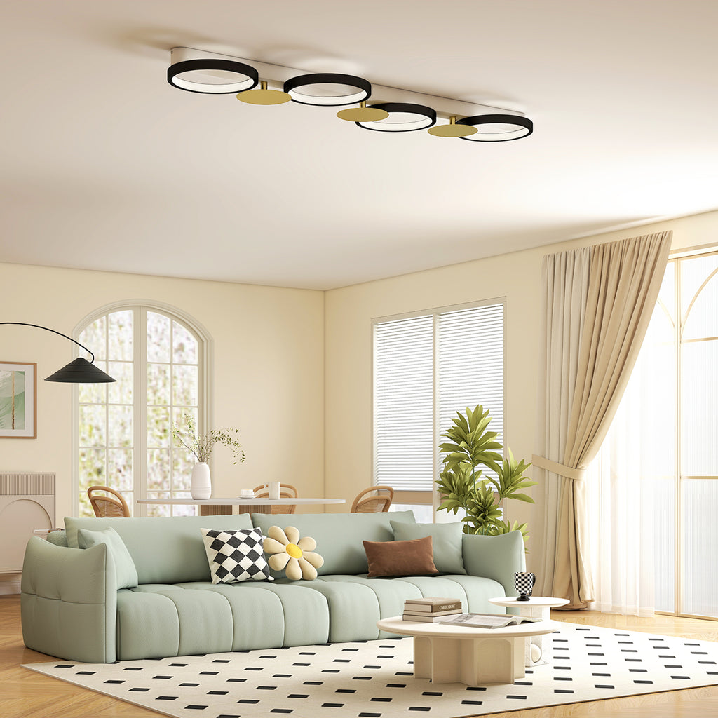 HOMCOM Candeeiro de Teto LED Regulável 4 Focos e Comando