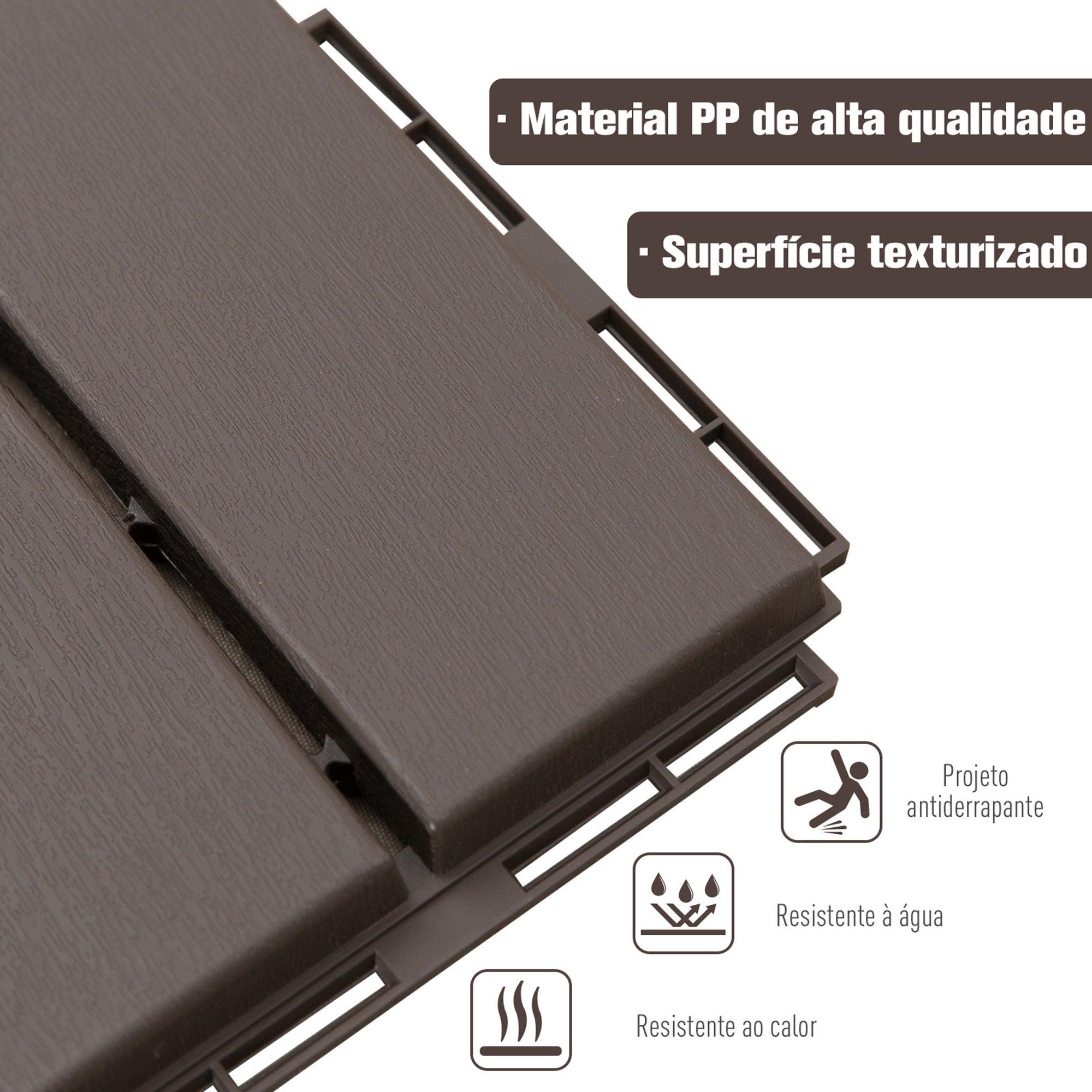 Outsunny Conjunto de 9 Estrados para Exterior 30x30cm Marrom