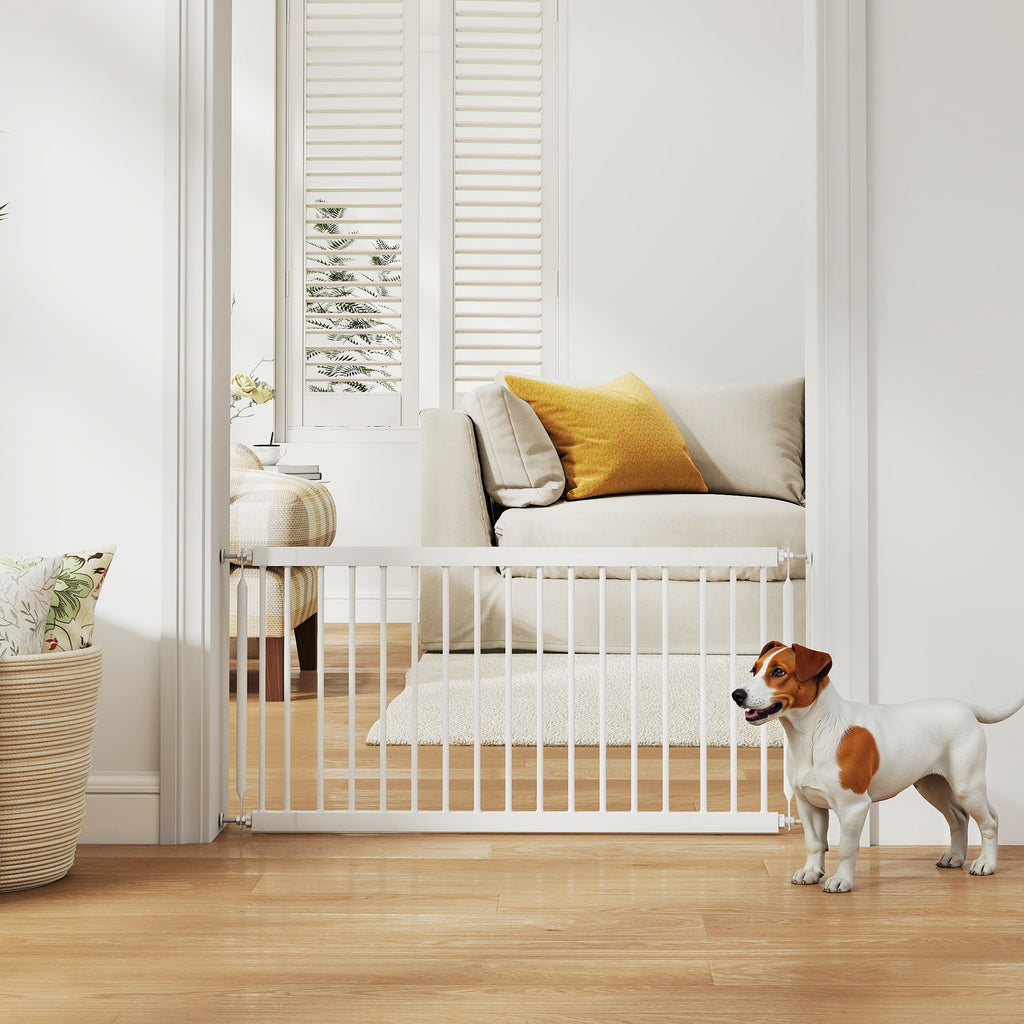 PawHut Barreira de Segurança Extensível para Cães Pequenos, 67-93,5 cm, Branco