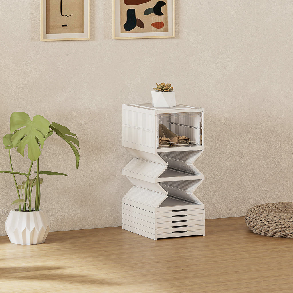 HOMCOM Sapateira Dobrável de 8 Níveis com Portas Transparentes, 26x35x140 cm