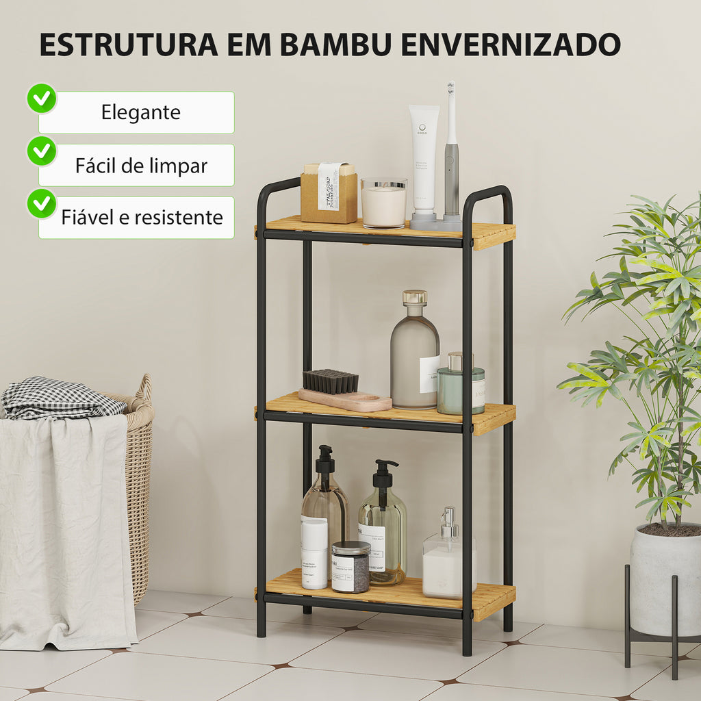HOMCOM Estante para Casa de Banho, 3 Níveis em Bambu