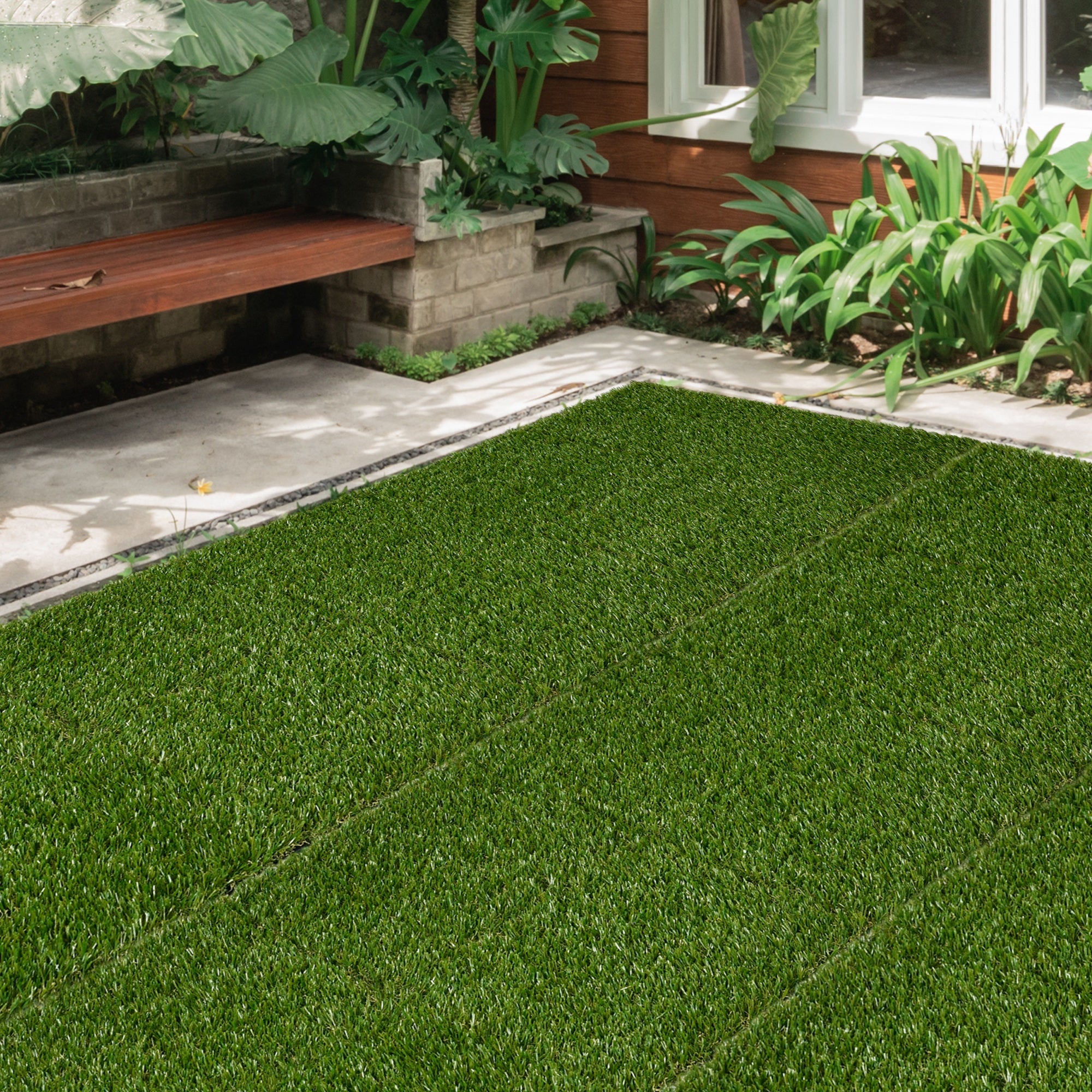 Outsunny Relva Artificial 10 Peças 30x30cm Verde Escuro