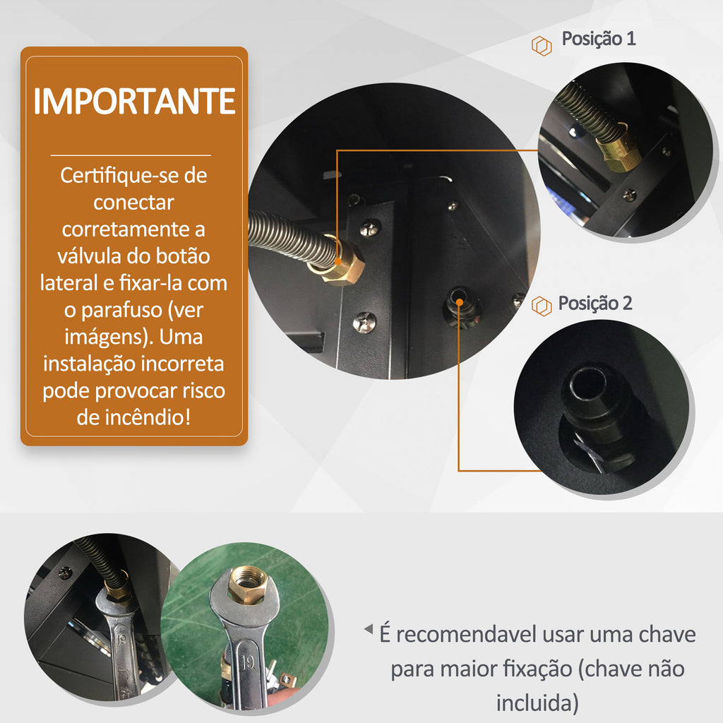 Churrasqueira a Gás Outsunny 3+1 Queimadores 11,6KW Com Armário