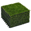 Outsunny Relva Artificial 10 Peças 30x30cm Verde Escuro