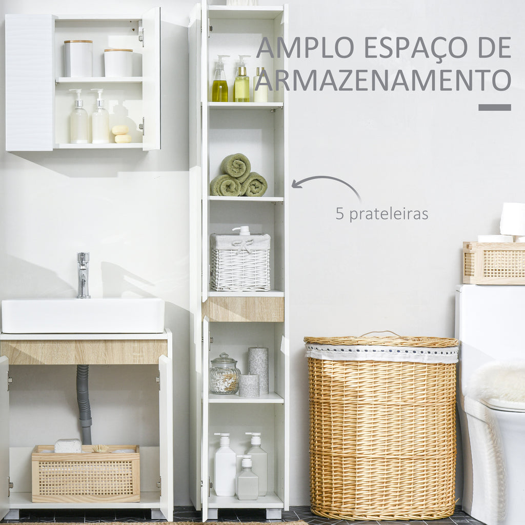Kleankin Coluna de Casa de Banho 5 Níveis, 30x33x165cm Branco