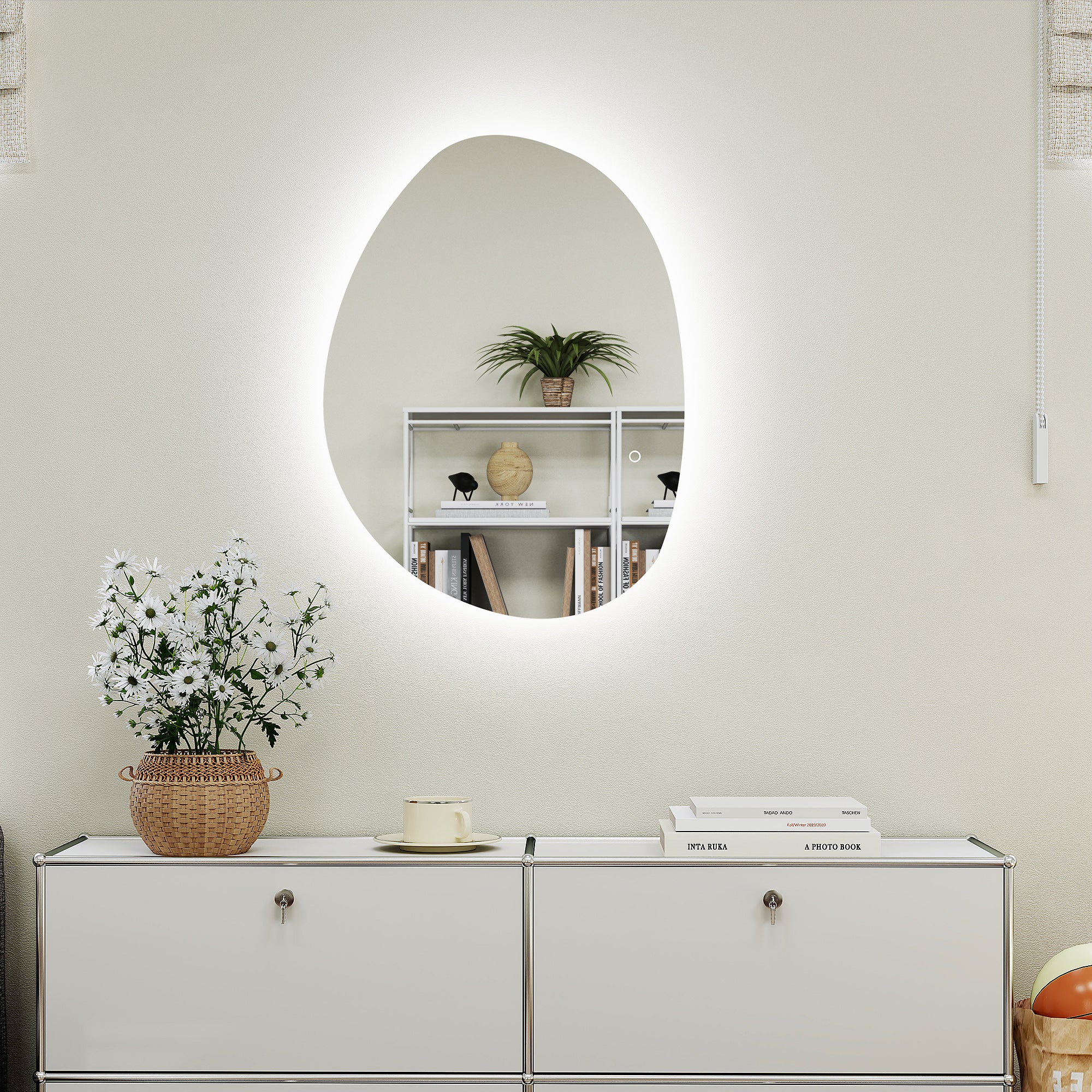 HOMCOM Espelho de Casa de Banho LED 80x60 cm Prata Anti-Embaciamento