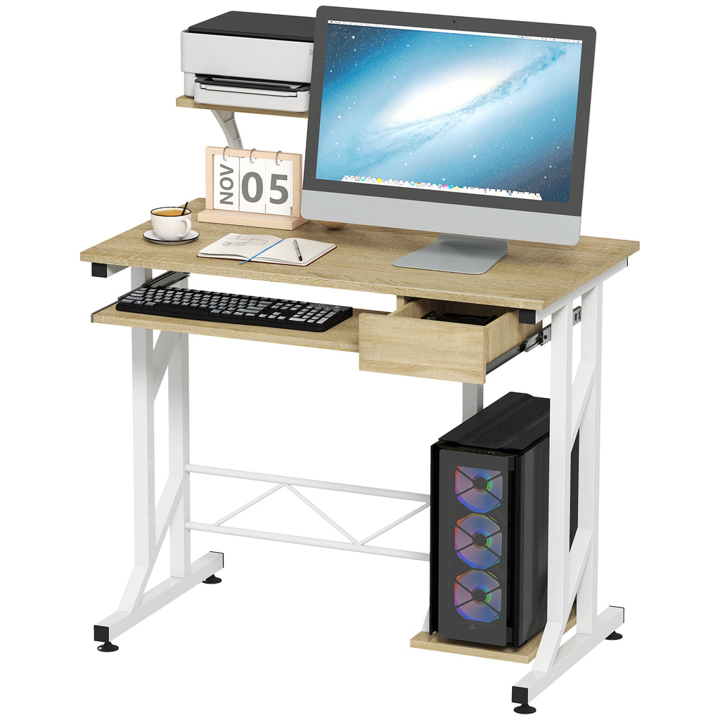 HOMCOM Secretária para Computador com Gaveta e Bandeja, 90x50x100 cm