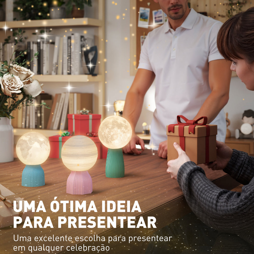 HOMCOM Conjunto de 3 Candeeiros de Mesa 3D